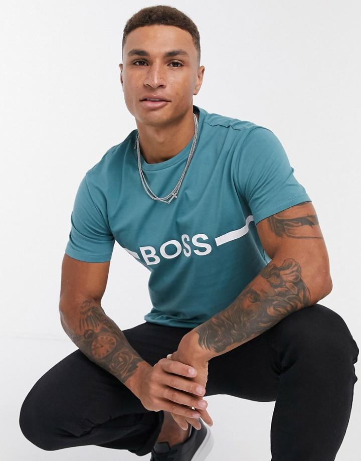 Boss Beachwear Logo T-shirt In Green