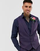 Asos Design Wedding Skinny Suit Suit Vest In Berry Twill - Red