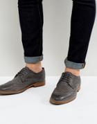 Asos Brogue Shoes In Gray Leather With Natural Sole - Gray