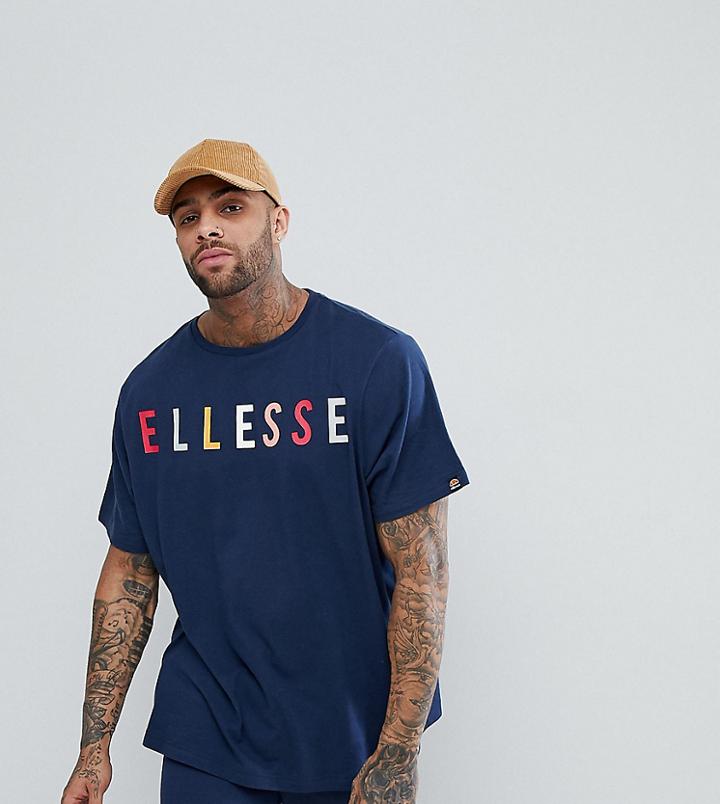 Ellesse Oversized T-shirt With Large Chest Logo In Navy - Navy