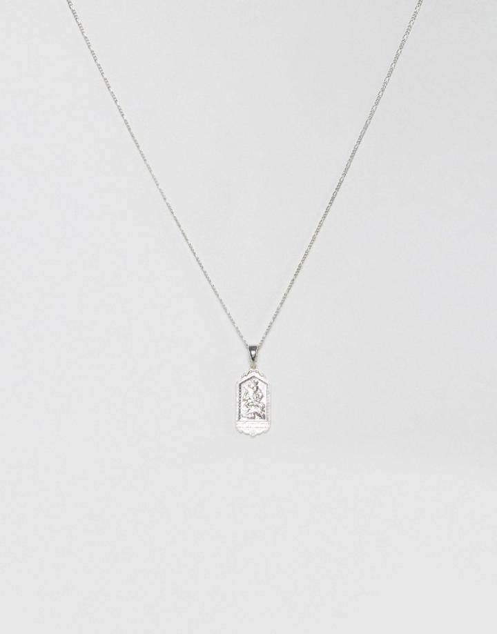 Chained & Able St Christopher Tag Necklace In Silver - Silver