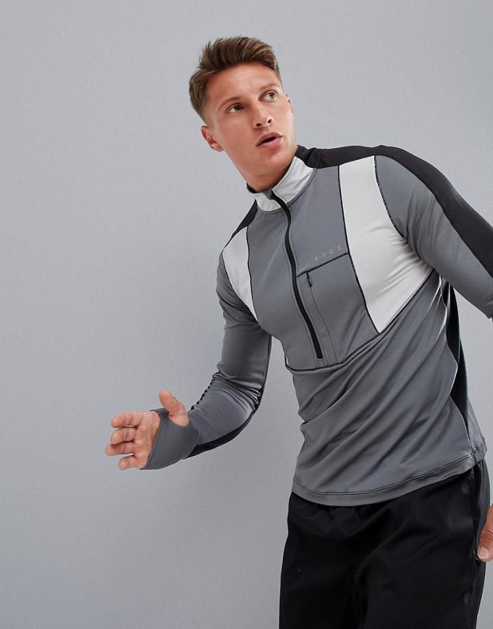 Asos 4505 Long Sleeve T-shirt In Lightweight Cut & Sew - Gray