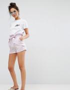 Asos Paperbag Waist Mom Shorts - Pink