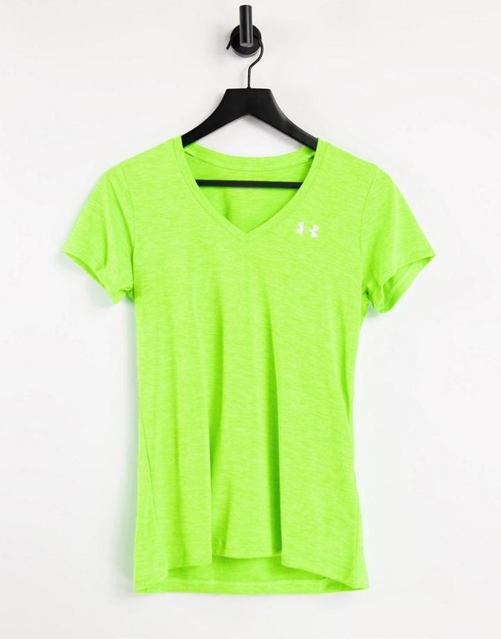 Under Armour Training Tech V Neck T-shirt In Lime Green