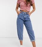 New Look Petite Balloon Leg Jean In Mid Blue-blues