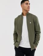 Asos Design Jersey Track Jacket In Khaki With Triangle-green