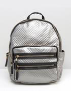 New Look Metallic Quilted Backpack - Silver