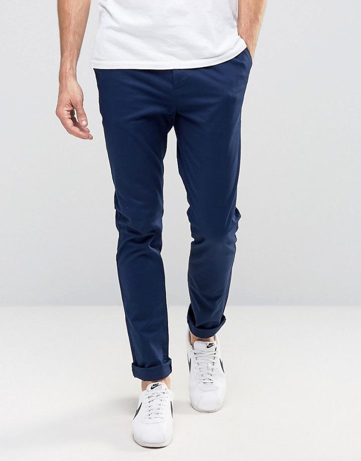 Asos Skinny Chinos In Deep Blue - Blue