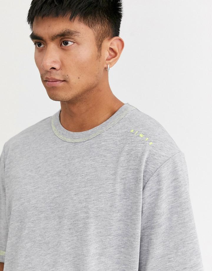Asos White Loose Fit T-shirt With Neon Text Print
