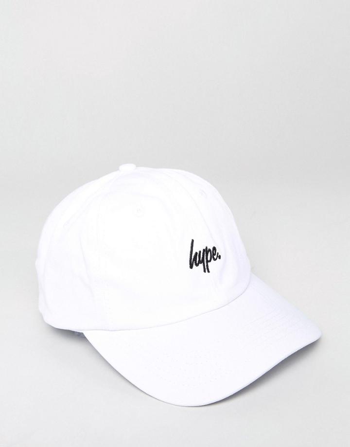 Hype Baseball Cap In White With Logo - White