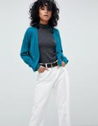 Asos Cardigan In Fine Knit With One Button - Green