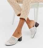 Monki Woven Mules With Wooden Heel In White - White