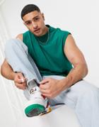 Asos Design Organic Oversized Tank In Dark Green