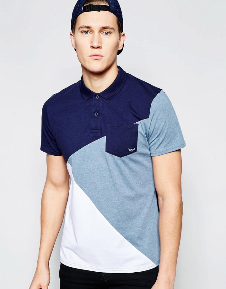 Threadbare Cut And Sew Polo Shirt - Navy