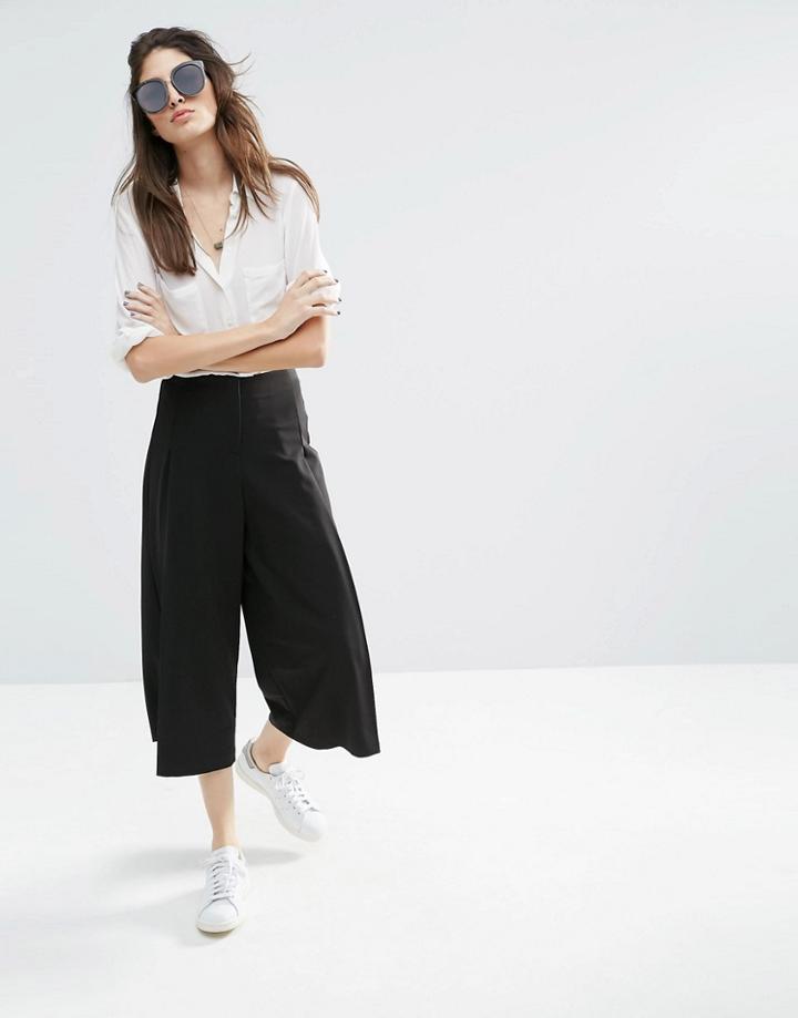 Asos Smart Tailored Culotte With Deep Pleat - Black