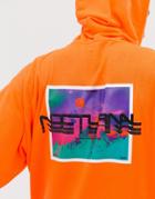 Asos Design Oversized Hoodie With Back Print In Neon Orange - Orange