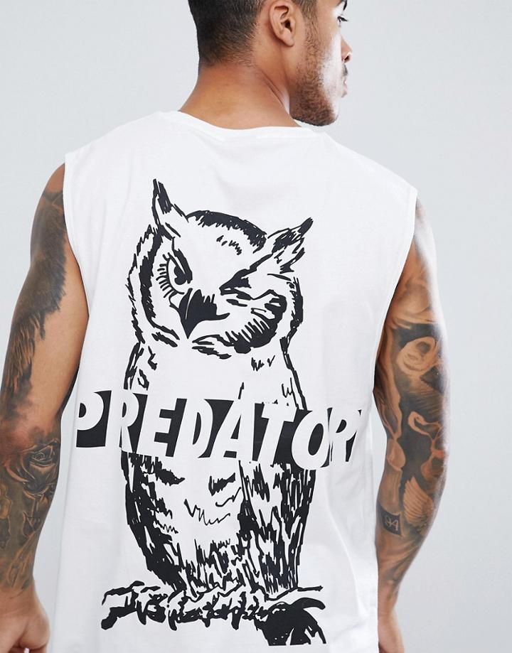 Hnr Ldn Predator Back Print Sleeveless T-shirt Tank - White