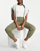 Whistles High Waist Utility Pants With Exposed Pockets In Khaki-green
