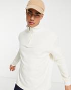 Brave Soul Half Zip Sweater In Cream-white