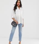 Asos Design Maternity Florence Authentic Straight Leg Jeans In Low Stretch Denim In Light Vintage Wash With Side Bump Ba-blue