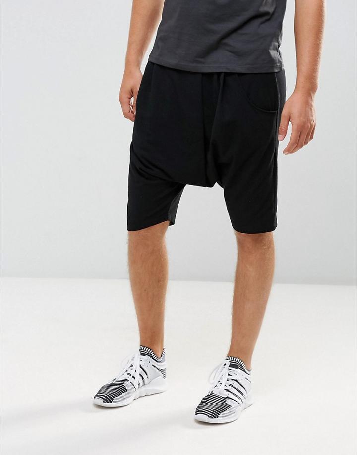 Asos Extreme Drop Crotch Cropped Shorts - Black