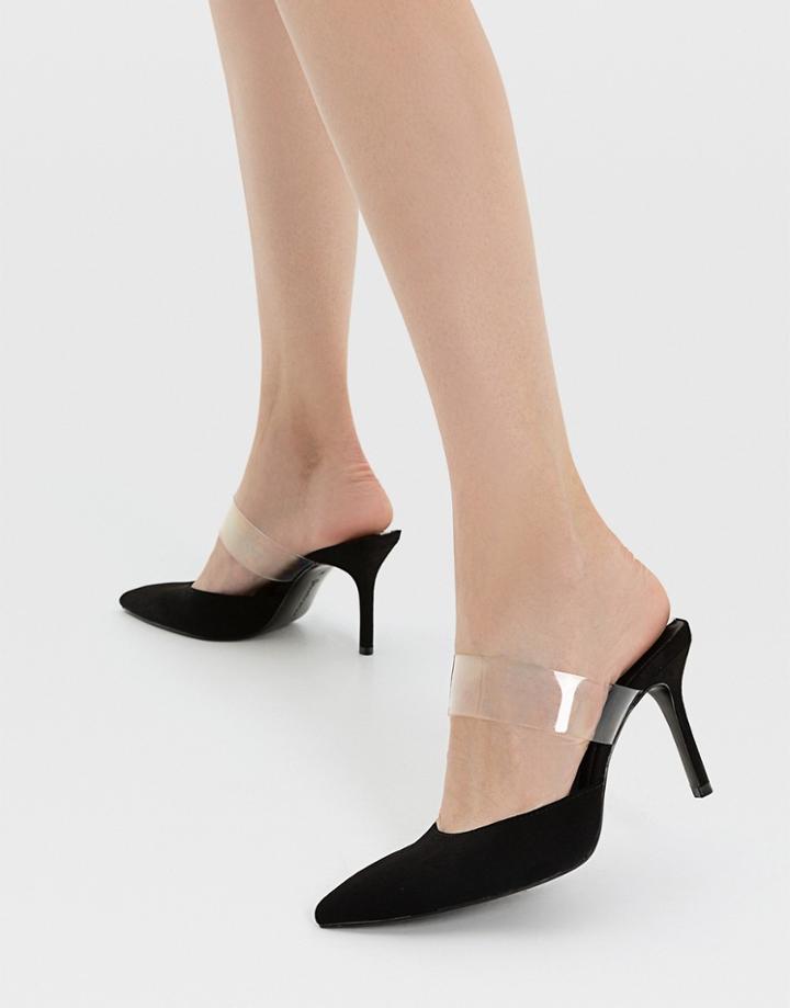 Stradivarius Slingbacks With Clear Strap In Black