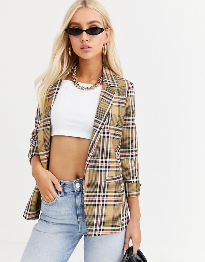 River Island Blazer In Fluro Check
