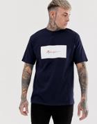 Mennace Short Sleeve T-shirt With Signature Box Logo In Navy - Navy