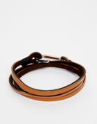 Seven London Hook Leather Wrap Bracelet In Brown - Tan