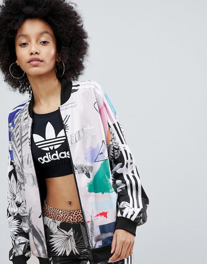 Adidas Originals X Farm Multi Print Bomber Jacket - Multi
