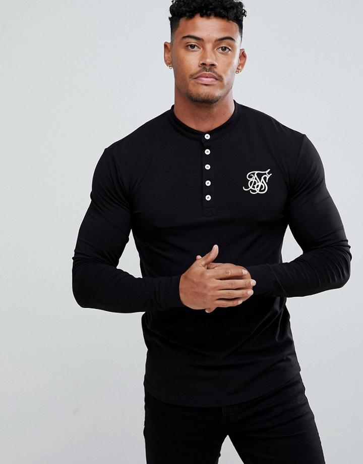 Siksilk Muscle Long Sleeve Top In Black - Black