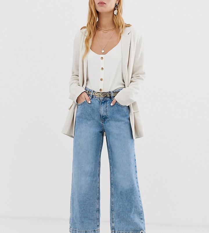 Mango Denim Culotte In Light Blue