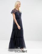 Needle & Thread Chiffon Lace Maxi Dress - Indigo