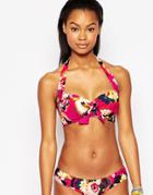 Seafolly Floral Soft Cup Halter Bikini Top - Raspberry