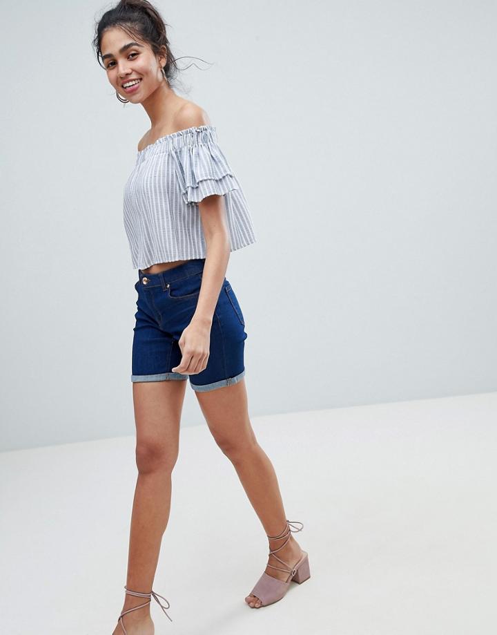 Oasis Turn Up Denim Shorts - Blue