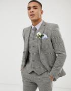 Asos Design Wedding Super Skinny Suit Jacket In Gray Houndstooth