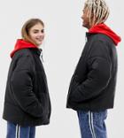 Collusion Unisex Puffer Jacket In Black - Black
