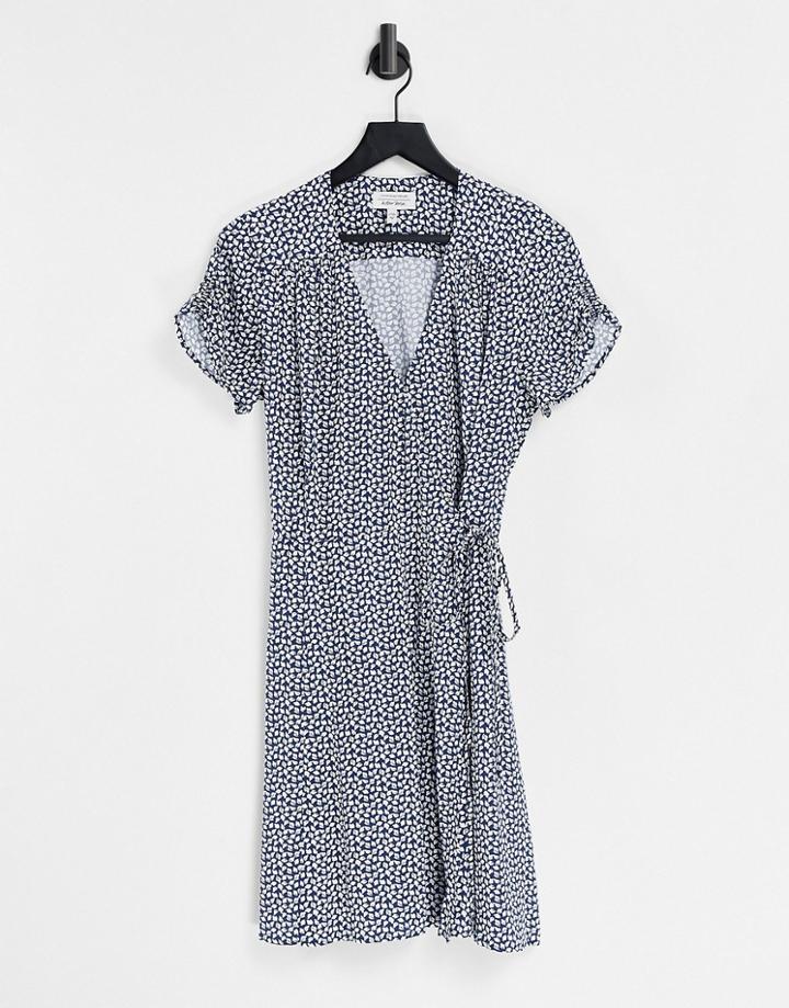 & Other Stories Ecovero Wrap Mini Dress In Blue Floral-blues