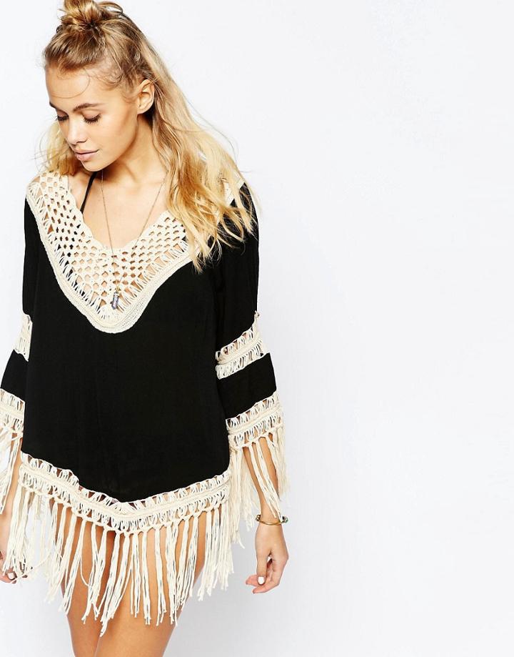 Surf Gypsy Crochet Hem Fringe Top