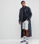 Reclaimed Vintage Inspired Oversized Super Longline Shirt In Checked Flannel - Blue