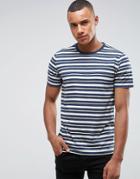 Abercrombie & Fitch Stripe T-shirt Muscle Slim Fit In Navy/gray - Red