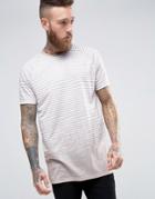Asos Super Longline T-shirt With Curved Hem In Spray Effect In Beige -