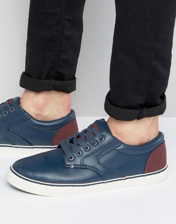 New Look Sneaker With Contrast Trim In Navy - Navy