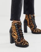 Aldo Marille Chunky Sole Heel Hiker Boot In Animal Multi