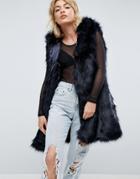 Parka London Phoeve Hooded Faux Fur Vest - Navy