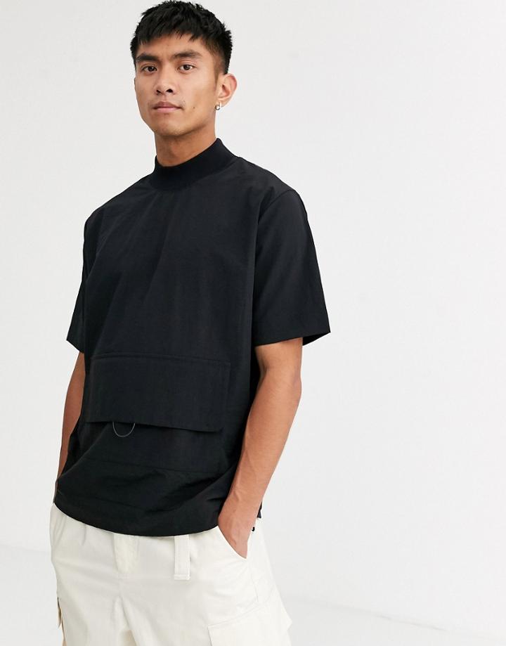 Asos White Oversized Fit T-shirt In Nylon With Pocket Detail