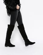 Asos Kimber Leather Stud Over The Knee Boots - Black