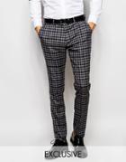 Selected Homme Exclusive Multi Color Check Pants In Skinny Fit - Gray