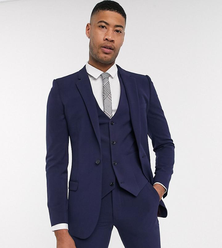 Asos Design Tall Super Skinny Suit Jacket In Four Way Stretch In Navy