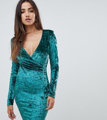 Scarlet Rocks Velvet Wrap Dress In Teal